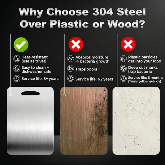 3 PCS 304 Stainless Steel Cutting Board For Kitchen, Non-Staining&Odor-Free, Burr-Free Edges, Dishwasher Safe, Non Toxic Cutting Board(S+M+L)