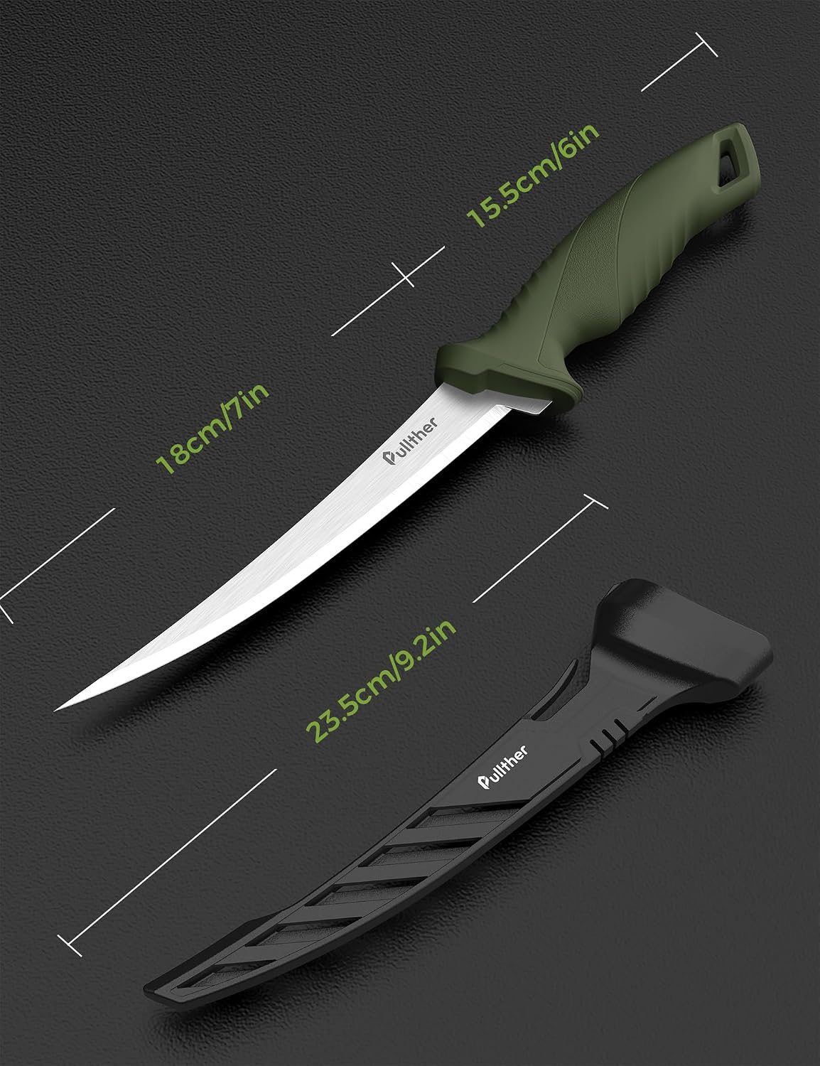 9 Inch Fillet Knife for fish,Stainless Steel Filet Knives with Non-Slip Handle,Fishing Gear with Protective Sheath