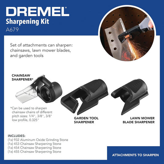 Dremel A679-02 Sharpening Attachment Kit, For Sharpening Outdoor Gardening Tools, Chainsaws, and Home DIY Projects