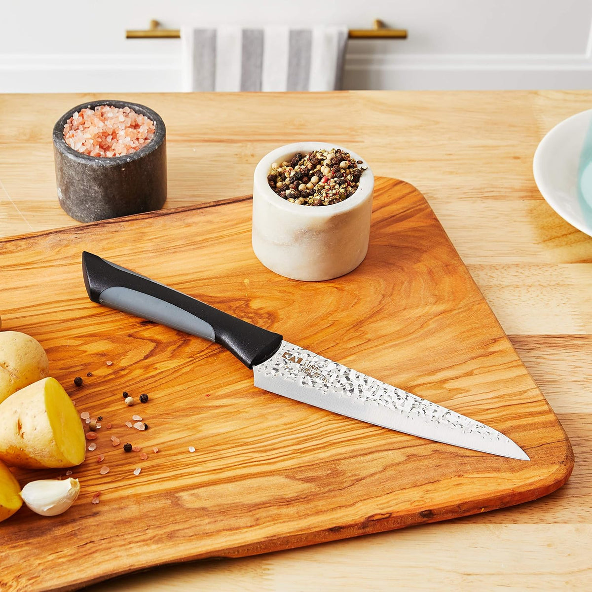 Luna Asian Utility Knife 6.5", Narrow, Straight-Bladed Kitchen Knife Perfect for Precise Cuts, Ideal for Preparing Stir Fry, Hand-Sharpened Japanese Knife