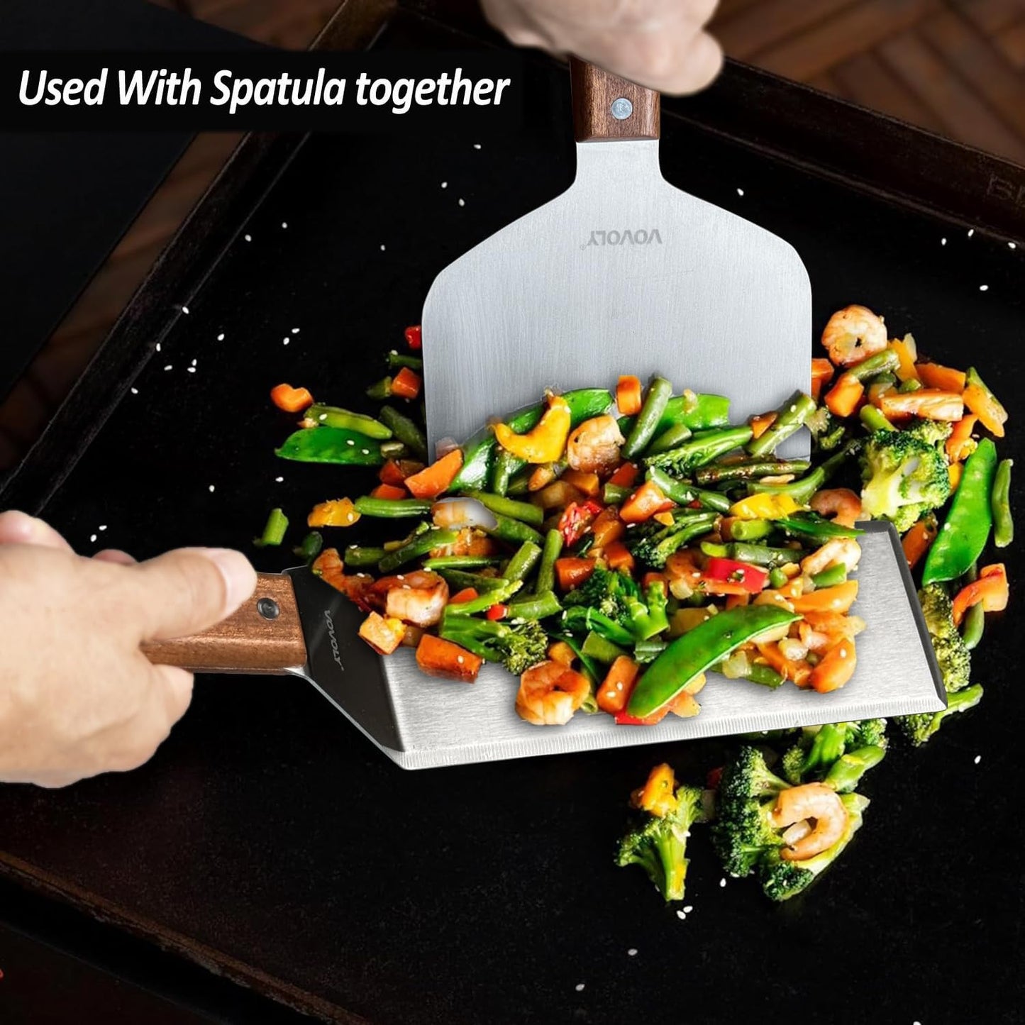 Multipurpose Bench Scraper Kitchen Utensil for Flat Top Griddle, Dough Scraper Cutter for Bread and Pizza Cutter - Stainless Steel Metal Griddle Scraper Chopper