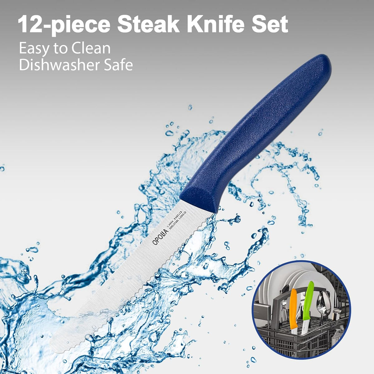 Steak Knives,Sharp Serrated Kitchen Knives,6 Pieces Black Bread Knife,Multi-purpose Kitchen Knife,High-Carbon Stainless Steel Tamato Knives Set,Ergonomic Handle,Dishwasher Safe