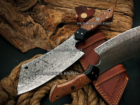 Damascus Cleaver Knife, Meat Cleaver, Butcher Knife for Meat Cutting 12" Handmade Full Tang Cleaver for Meat Vegetables Cutting 0199
