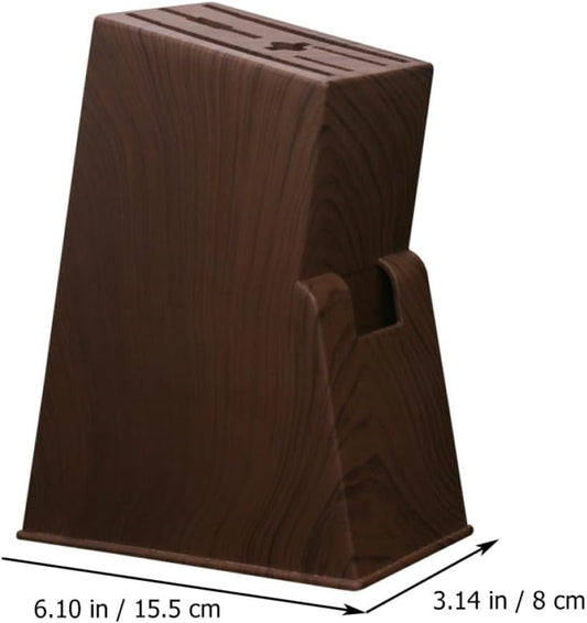 2pcs Kitchen Knives Organizer Block Wood Grain Plastic Knife Storage Holder Rack Empty Block for Kitchen Cabinet Use