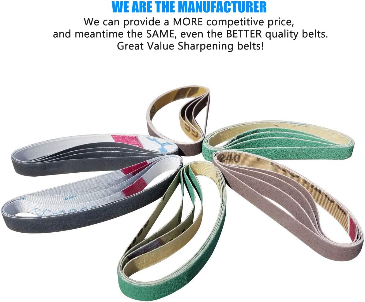 24 Pack 1/2" x 10" Replacement Knife Sharpener Sander Belt Kit for Work Sharp WSCMB Combo Knife Sharpener- 80/120/240/400/1000/1200 Grits Sanding Belt (0.5 x10 Inch)