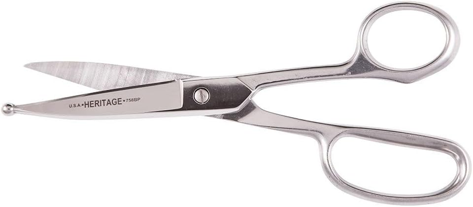 G758BP Scissors, Made in USA, Straight Trimmer with Ball Point for Poultry Venting, Stainless Steel, 8-Inch