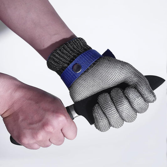 Cut Resistant Glove, Stainless Steel Mesh Metal Glove, Food Grade for Kitchen Cooking, Butcher Meat Cutting (XL), X-Large, Silver Gray