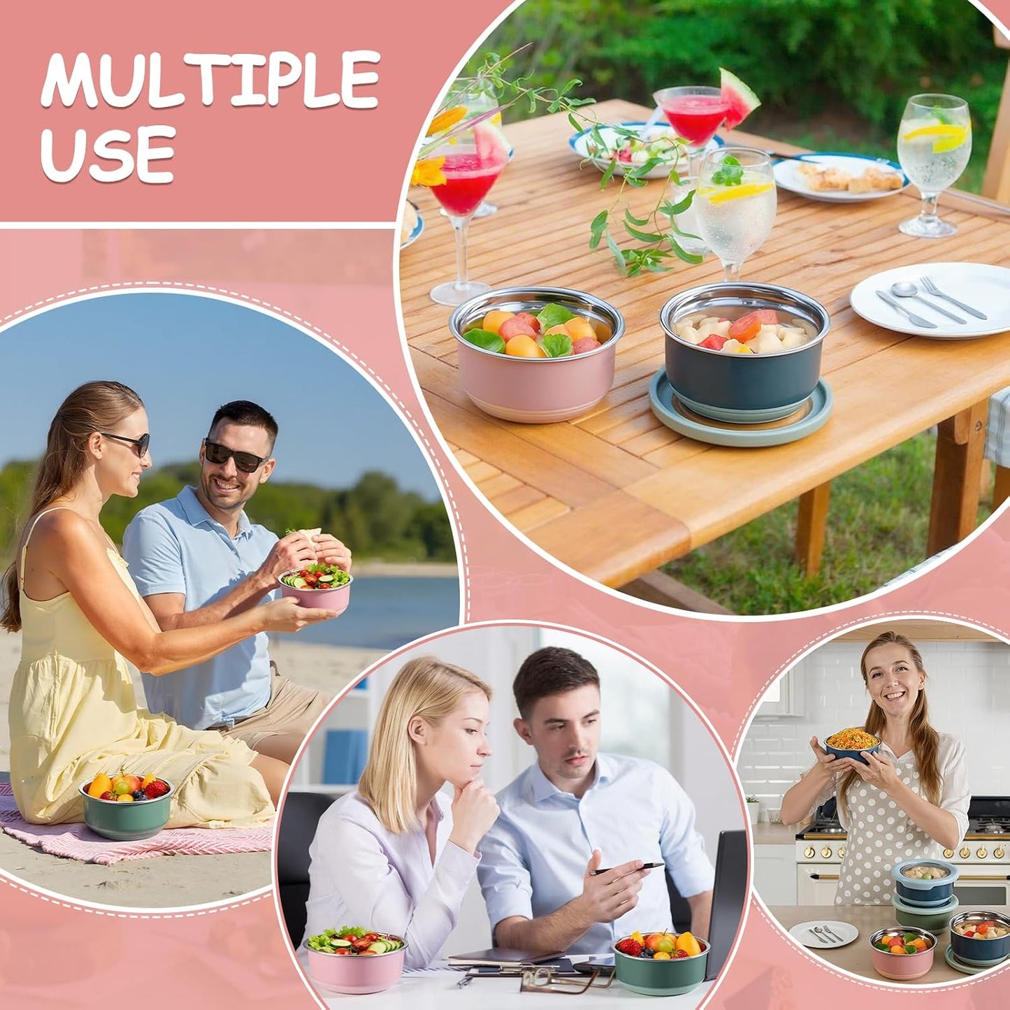 36 Pack 7.5oz Stainless Steel Snack Containers Reusable Dressing Containers with Lids Lunch Box Chopsticks Knife Fork Spoon Flatware Set with Case for Meal Food Storage Picnic Travel