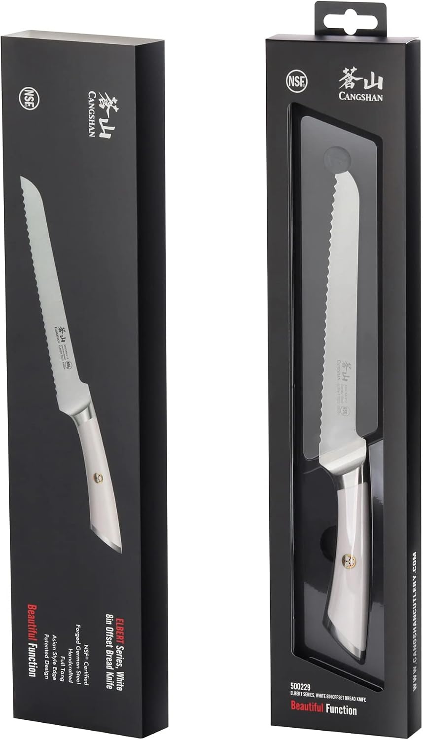 Cangshan ELBERT Series German Steel Forged 8" Offset Bread Knife (Black)