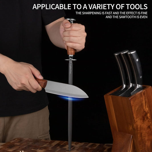honing steel knife sharpener οΌWooden Handle knife sharpener rod,12 Inch Knife Sharpening Steel Honing RodοΌmahoganyοΌ