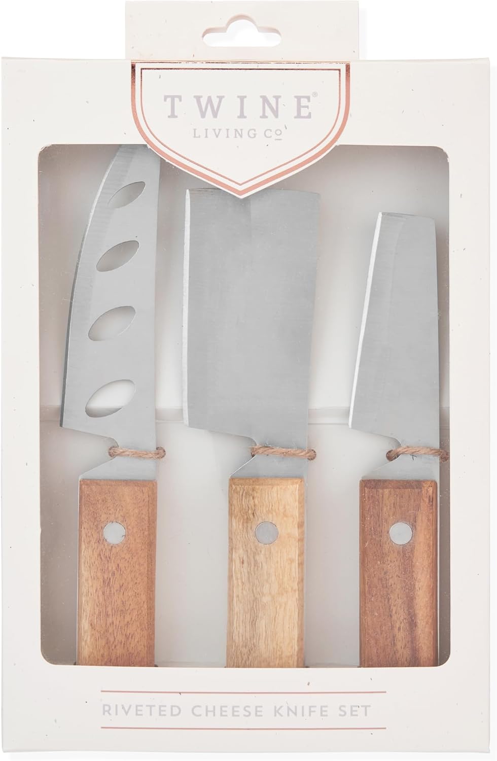 Rustic Cheese Knife Set - Stainless Steel Knife Set - Charcuterie Tools Cheese Board Accessories - Stainless Steel and Wood, Set of 3