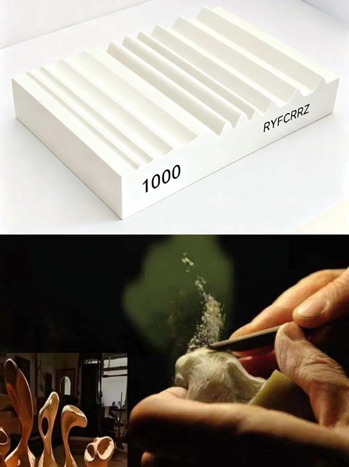 RYFCRRZ Wood Carving Knife Sharpener Sharpening Stone1000 Grit | Gouge Chisel Wood Carving Tools Sharpener, Whetstones Wood Carvers Sharpener, Multiple Grooves
