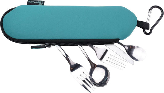 Neoprene Flatware Tableware Bag 3mm Thick Collapsible Cutlery Pouch for Travel Cutlery Set Utensil Set (Not included cutlery)