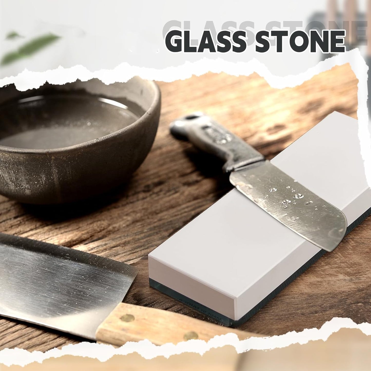 15000# Glass Whetstone Knife Sharpening Stone 2 3/4" W x 8 3/4" L Sharpening Stone Whetstone Grit Single Side 0.2" Thick Wet Honing Knife Sharpener Oilstone for Straight Razors Plane Blades