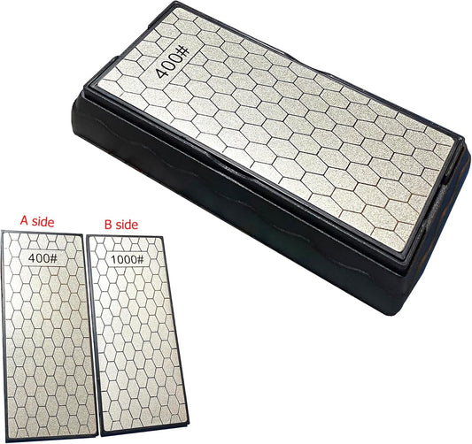 400/1000 Grit Double Sided Diamond Sharpening Stones,Diamond Stone Knife Sharpener with Non-Skid Base for Kitchen Outdoor Woodworking Sharpen Tools