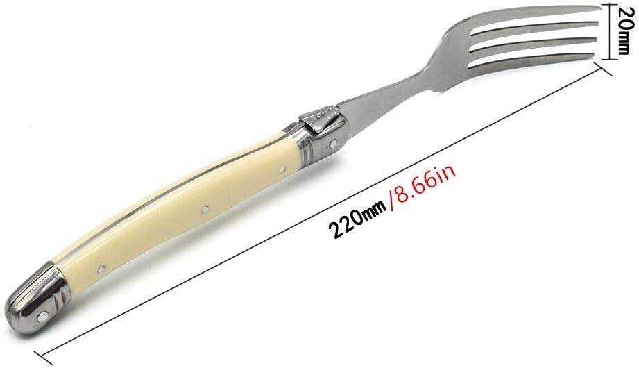 ® Laguiol-style Steak Knife, Ivory Handle, Serrated Blade, Stainless Steel Dinnerware/Tableware/Flatware/Cutlery Set of 6, Gift Box, Reputable Global Manufacturer with Certificate