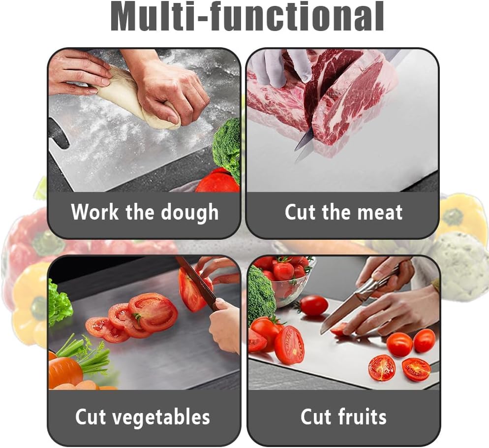 3 PCS Titanium Cutting Board, Titanium Cutting Boards for Kitchen, Easy to Clean, Dishwasher Safe, for Meats, Fruits and Vegetables(Free cutting board stand included)