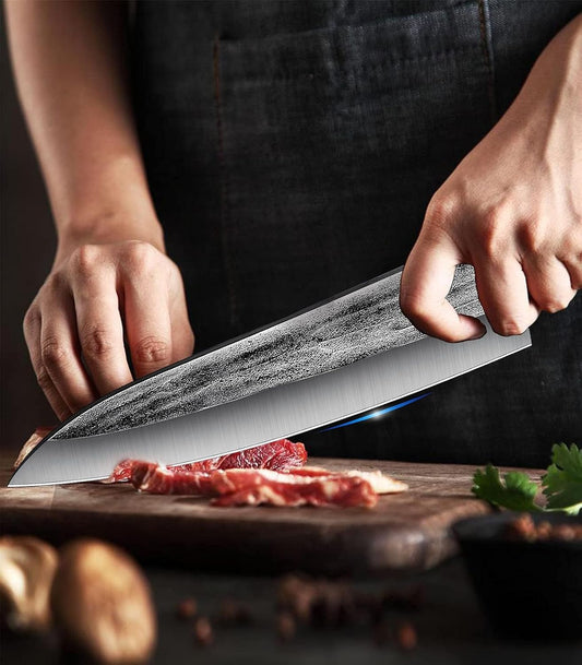 TOMBRO High Carbon Steel Gyuto Japanese Kitchen Knife,Hand Forged Chefs Knives with Rosewood Handle for Meat Vegetables Cutting in Home and Restaurant