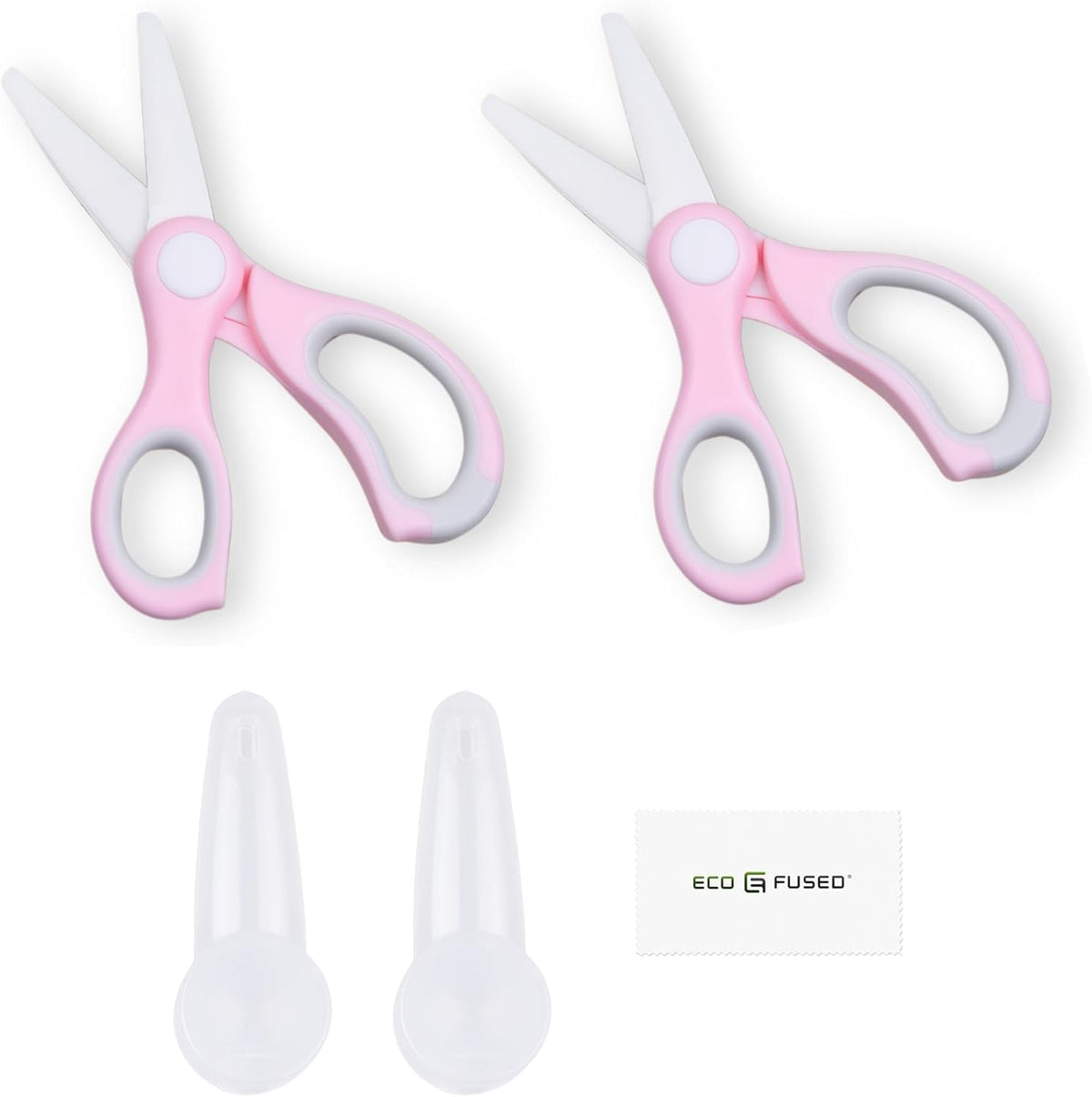 Ceramic Baby Food Scissors - Portable Shears - Healthy Food Cutter with Dust Cover and Storage Case - Cuts Meat, Chicken, Vegetables, Fruits (2-Pack)