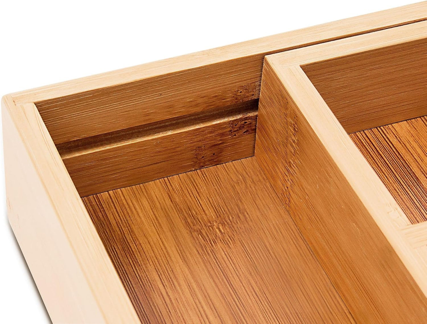 Bamboo Drawer Organizer - Expandable Kitchen Utensil Holder, Adjustable Silverware Drawer Organization, Kitchen Wooden Tray for Cutlery, Flatware & Stationery, 6-8 Slots (Natural)