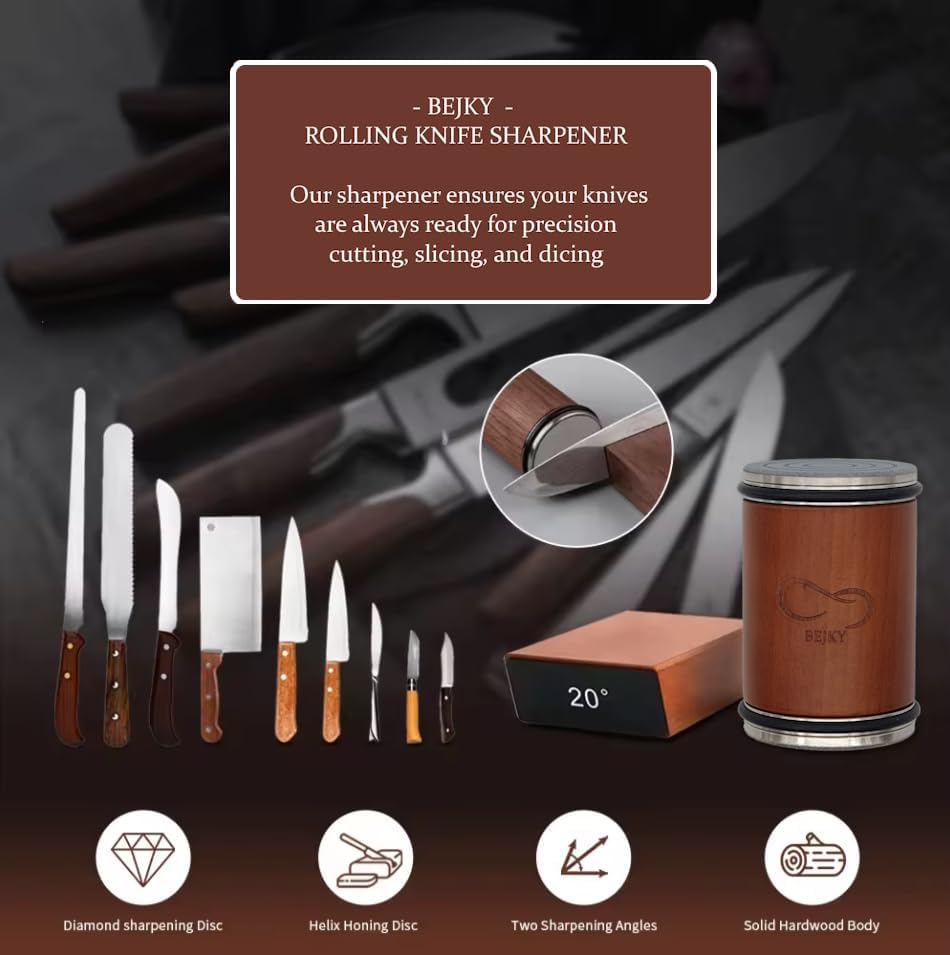 Premium Rolling Knife Sharpener with Replaceable Discs - Achieve Razor-Sharp Perfection with our Roller Knife Sharpening Set - Extra Strong Magnets - 400 Grit Diamond and 1000 Silicon Discs Included