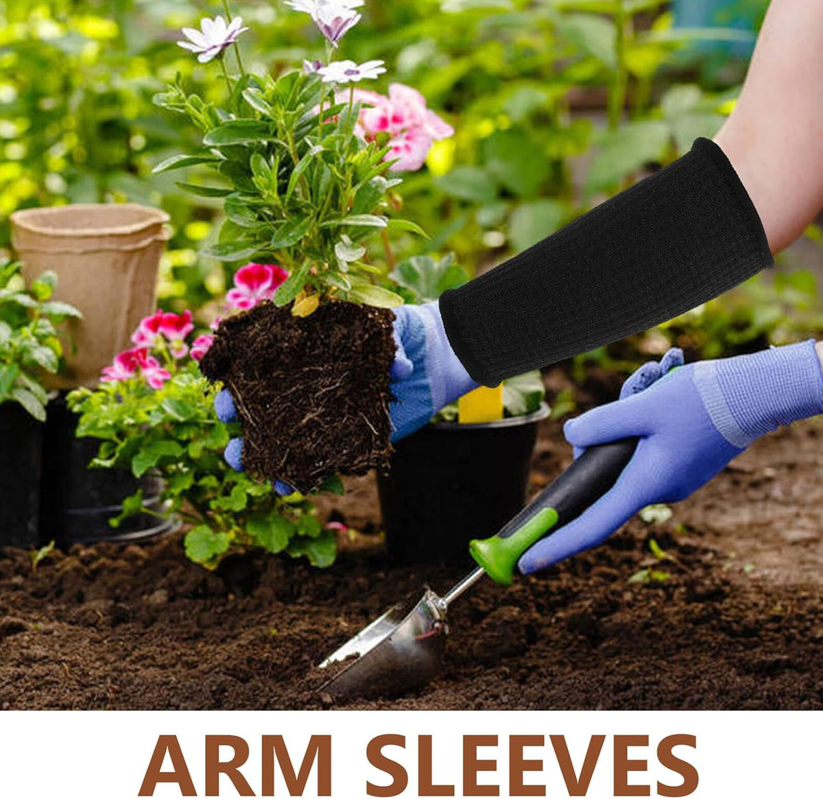 Cut Resistant Protective Arm Sleeves 20cm Length, 2 Pcs Black Anti-cut Welding and Gardening Sleeves for Carpentry, Mechanics, and Outdoor Work Safety