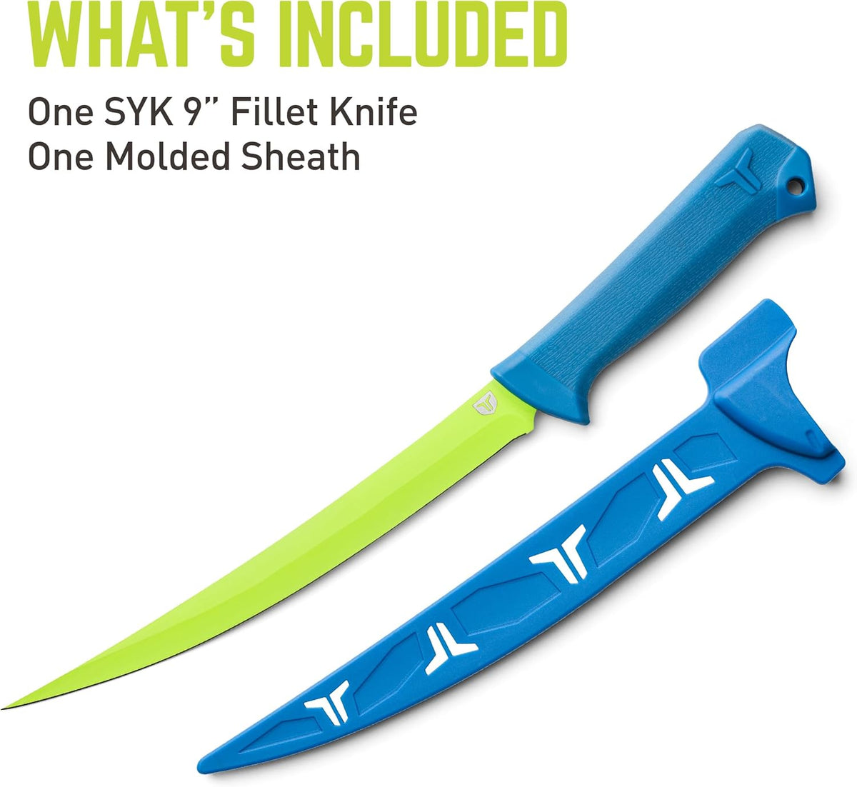 TRUE SYK 7" Fillet Knife, Medium Flex, Hollow Ground Blade, Ideal for Freshwater and Saltwater Filleting, Skinning, and Deboning Fish, 7" Knife,Blue/Green