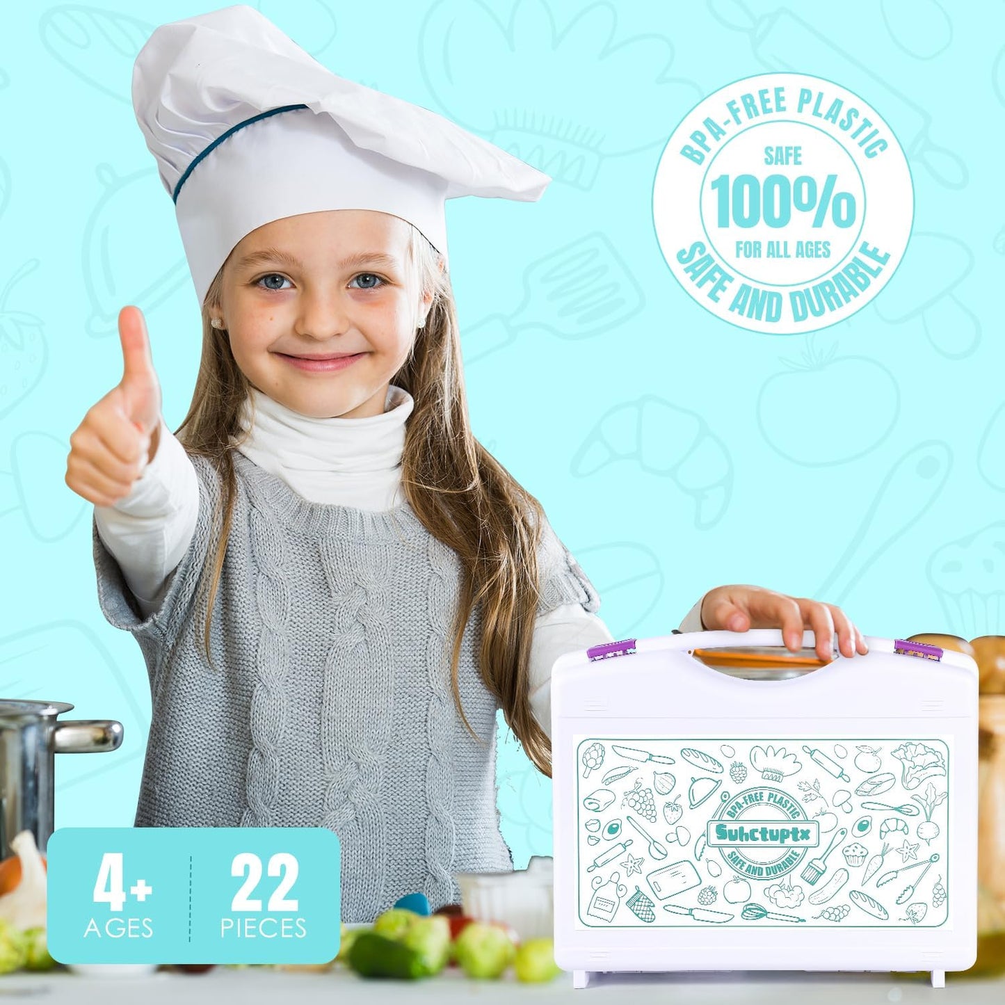 Kids Cooking Sets Real, Kids Cooking and Baking Set with Storage Case Kid Safe Knives Cutting Board Apron Cookbook Toddler Cooking Utensils, Montessori Kitchen Tools, Birthday Gifts for Girls Boys