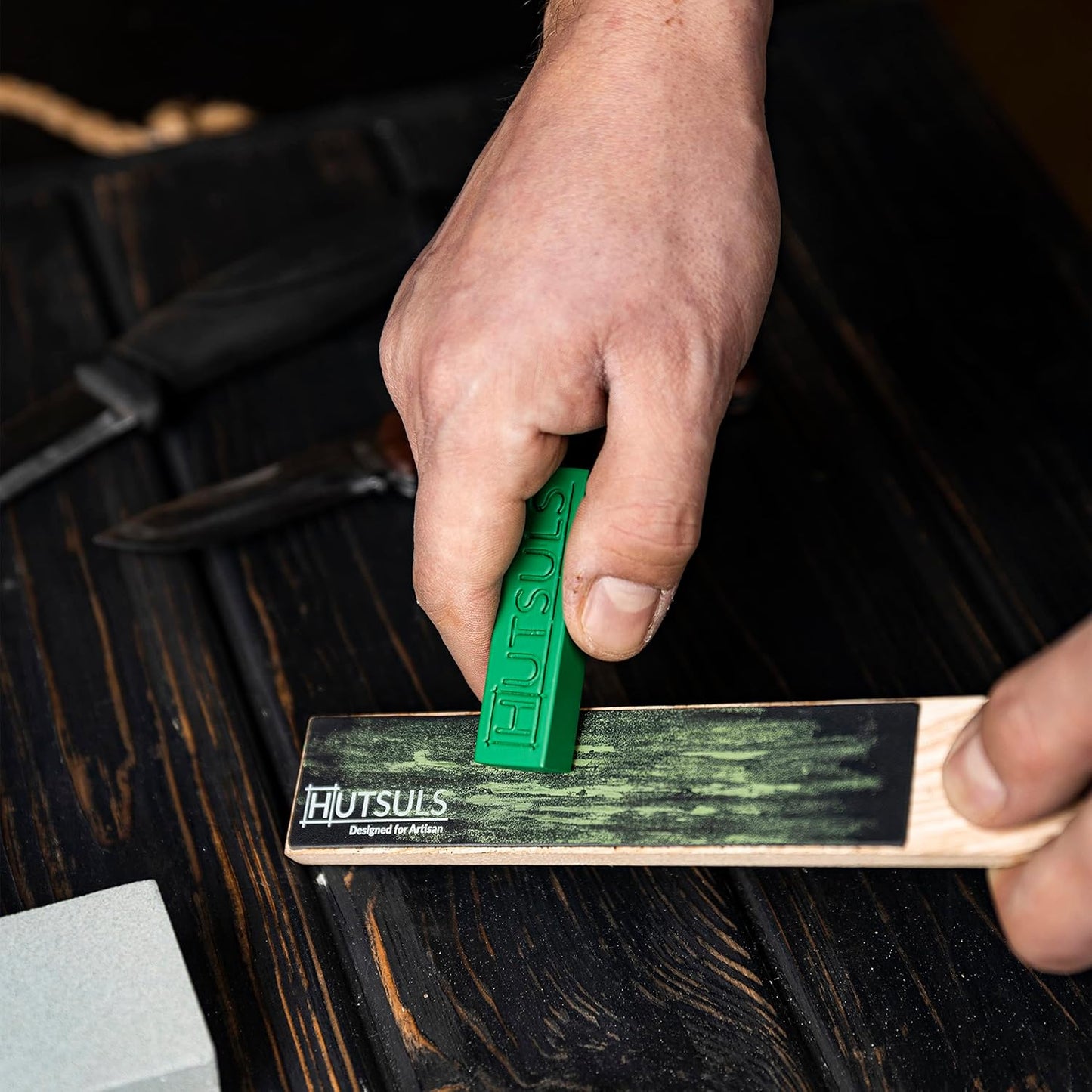 Pocket Knife Strop Kit - Get Razor-Sharp Edges with Pocket Leather Strop for Knife Sharpening, Easy to Use Knife Stropping Kit with Stropping Compound, Stropping Leather Sharpening Strop Block
