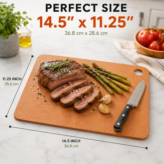 Dishwasher Safe Cutting Board for Kitchen - Large 14.5 x 11.25 Inch Composite Wood Cutting Board, Lightweight Wood Fiber Chopping Board for Meat Vegetables Fruit, Knife Friendly, Heat Resistant 350°F