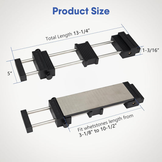 Tabletop Only Whetstone Holder - 304 Stainless Steel Sharpening Stone Base - Adjustable Non-Slip Rubber, Rust-Proof Fits Stones 3-1/8" to 10-1/2"