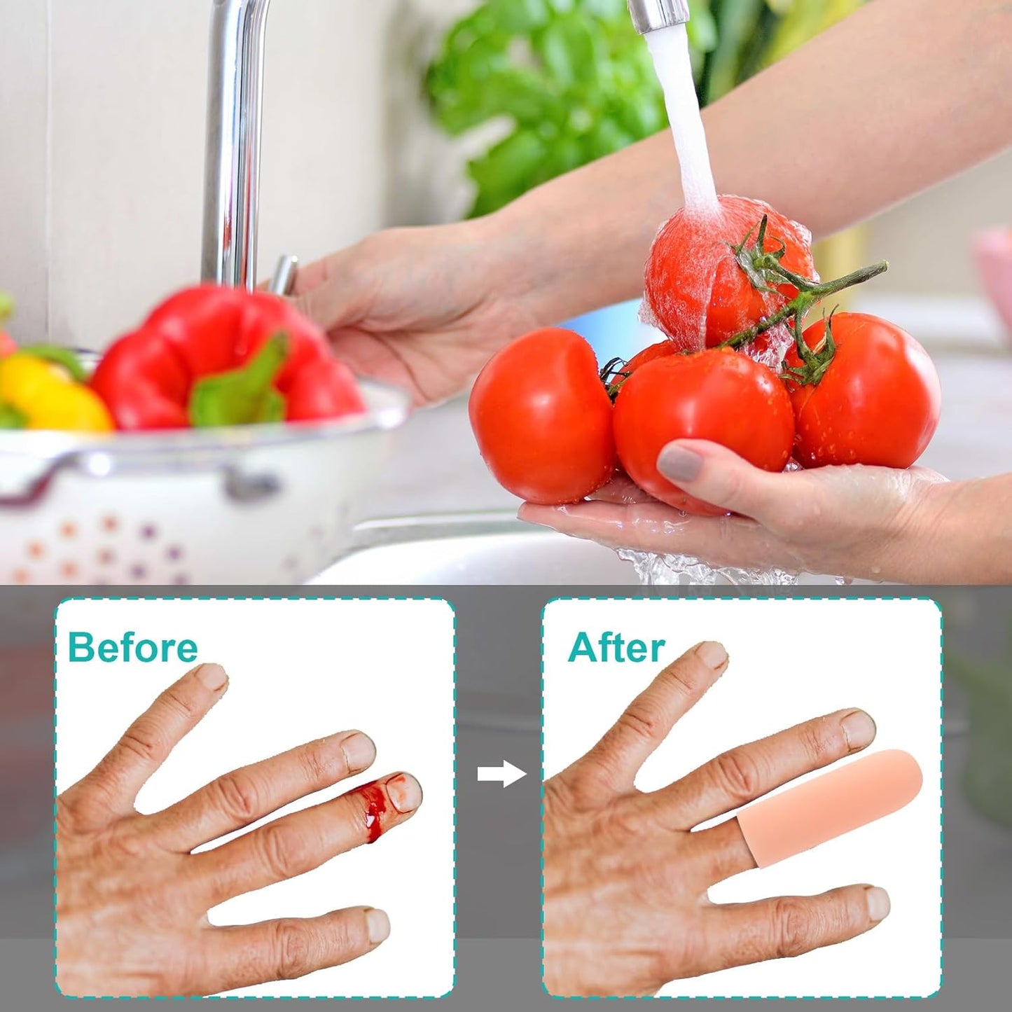 10PCS Silicone Finger Protectors, Gel Finger Support Cots, Fingertips Protection, Finger Sleeves, Short Thumb Guard for Finger Arthritis Cracking Pain Relief