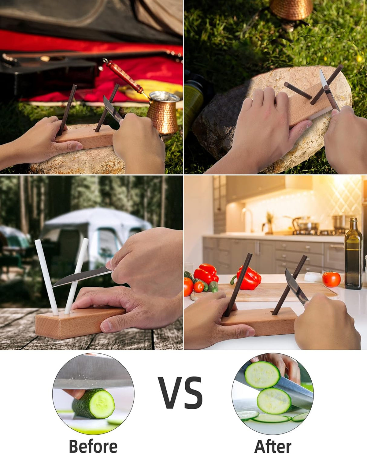 4-Rod Turn Box, Ceramic Sharpener Rod from Kitchen Sharpening Tool, Portable Manual Ceramic Sharpening Rod