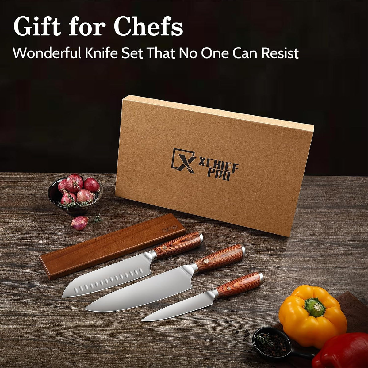 Kitchen Knife Set, 3 Pieces Japanese High Carbon Stainless Steel Chef Cooking Knife Set, Ultra Sharp Professional Chef Santoku Utility Knives (Silver)