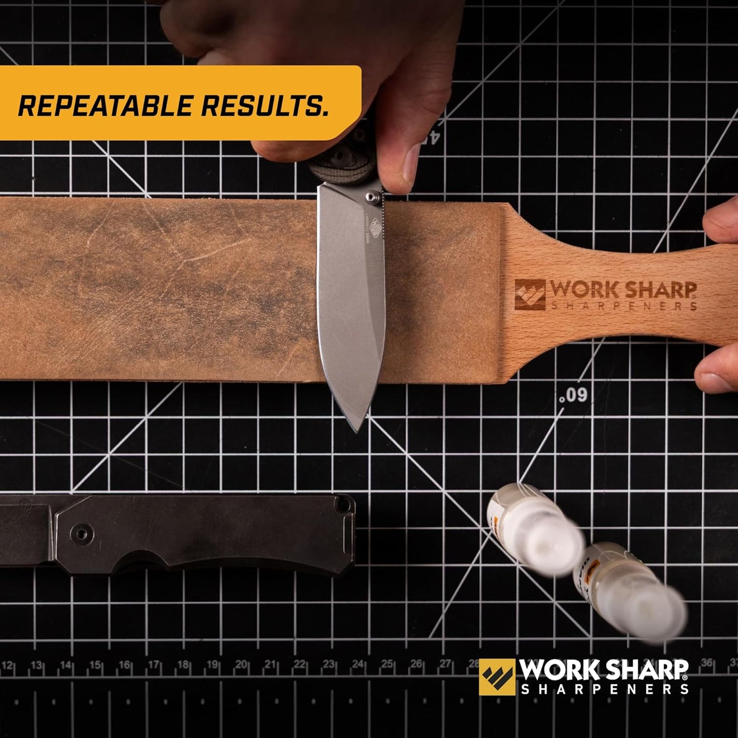 Leather Strop And Diamond Emulsion Kit - Precision Edge Refinement System - Knife Sharpening, Polishing, Honing Tools And Blades