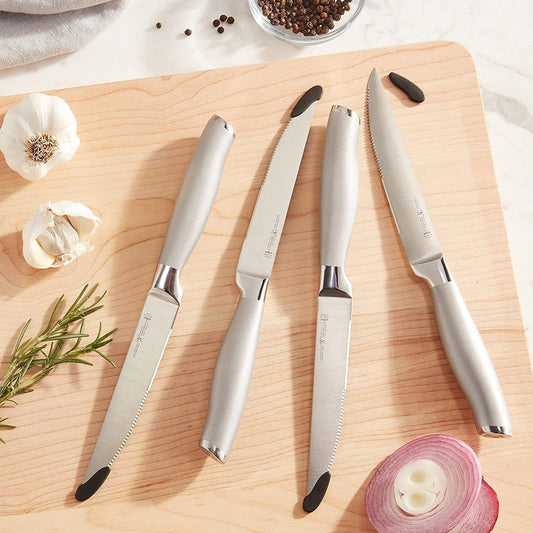 Modernist Steak Knife Set of 4, Silver, Stainless Steel