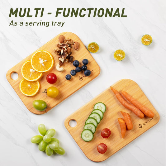 2 Pack Small Bamboo Wood Cutting Board for Kitchen Mini Wooden Charcuterie Boards 8.6" x 6" Lightweight Chopping Board Non Toxic Serving Board Tiny Chef Set Camping Fruit Lemon Sandwich Cheese