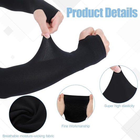 12 Pairs UV Protection Cooling Arm Sleeves for Men Women | Elderly Thin Skin Protector Forearm Cover, Upf 50+, Anti-Bruise Anti-Abrasion, Compression, Straight Cuff or Thumb Hole