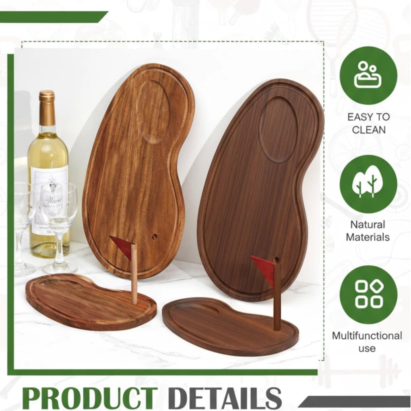 Golf Cheese Board Gift Set Father Day Gift for Dad Party Favor Prizes Charcuterie Wood Board with Knives and Box for Party Tournament Birthday Game(Carbonized Bamboo Wood, Golf)