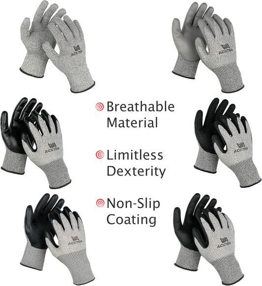 Level 5 Cut Resistant Safety WORK GLOVES, 12 pairs