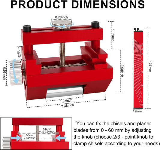 Chisel Sharpening Kit with Honing Guide & 400/1000 Grit Diamond Stone | Woodworking Sharpening Jig, For Chisels & Plane Blades, Angle Guide, Non-Slip Base & Bag