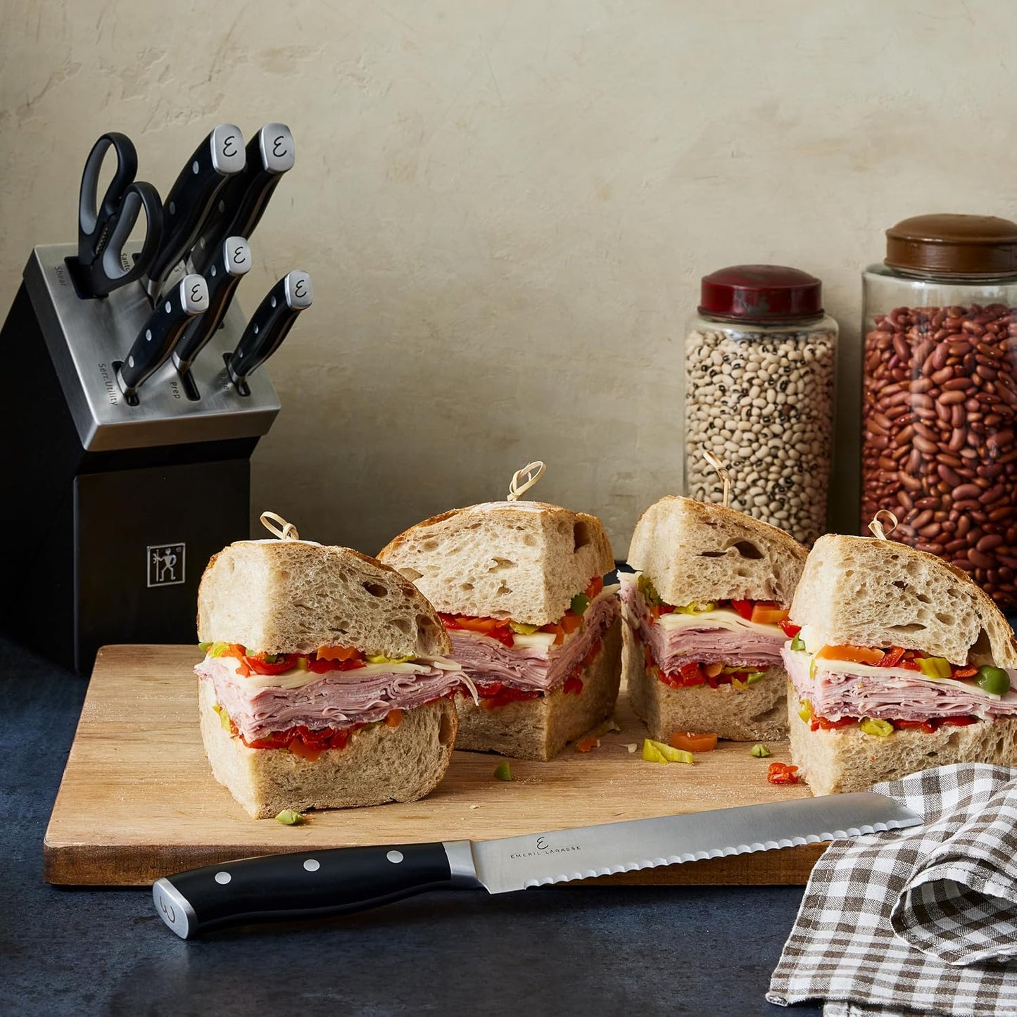 x EMERIL Lagasse The Nola Collection Razor-Sharp German 8-inch Bread Knife, Made in Company-Owned German Factory with Special Formula Steel perfected for almost 300 Years, Dishwasher Safe
