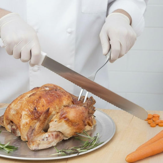 12" High Carbon Steel Roast Brisket Slicing Knife with White Color Handle- Carving Knife for Meat Slicing Knives for Meat Cutting Knives for Brisket Beef BBQ Ham