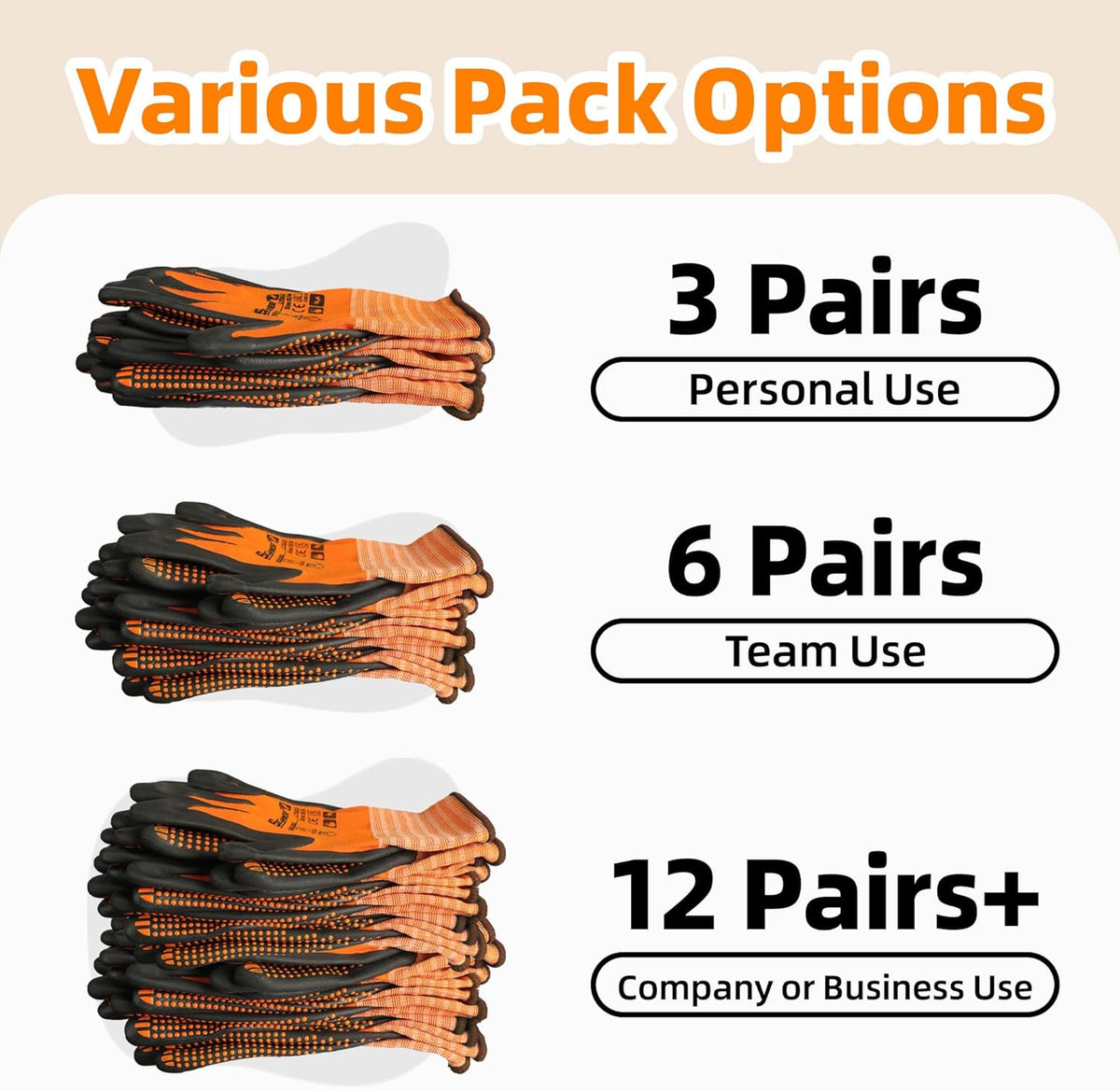 3/6/12 Pairs Safety Work Gloves, MicroDot Abrasion & Grip, LT5619, S | Certified to Level 6 Abrasion, Strong Grip, Microfoam Nitrile Coated, Touchscreen, 3D-Comfort, A1 Cut Resistant, Gardening