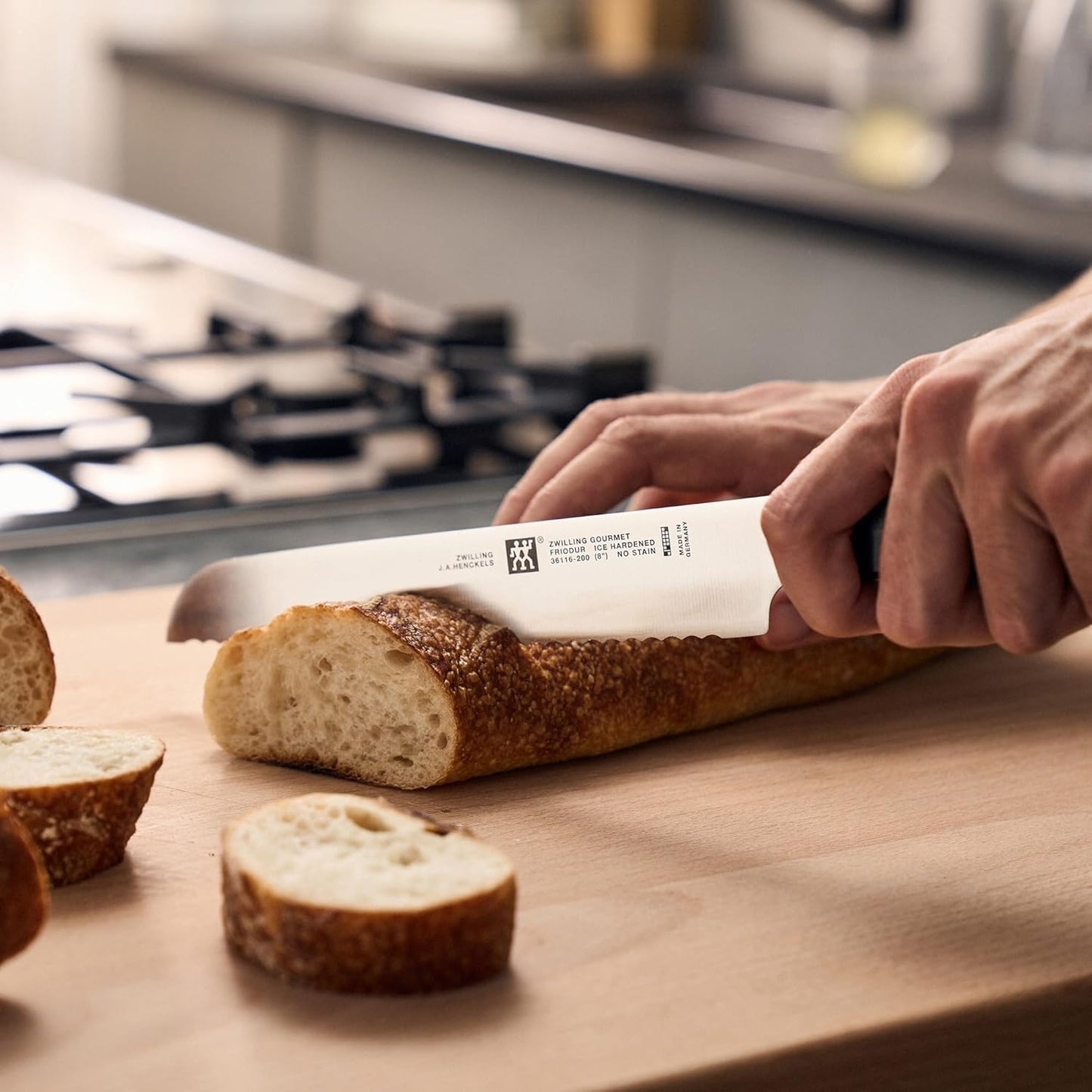 Gourmet 8-inch Razor-Sharp German Carving/Slicing Knife, Made in Company-Owned German Factory with Special Formula Steel perfected for almost 300 Years, Dishwasher Safe