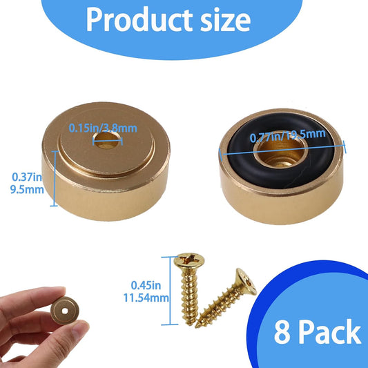 Pallet Metal Feet with Screws, 13/16" W x 3/8" H Butcher Block Non Slip Pads for Wood, Bamboo Cutting Board (Set of 8), Gold