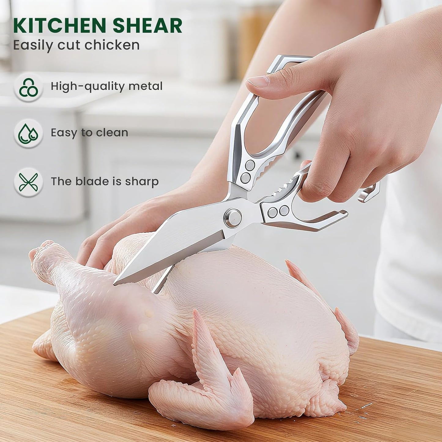 Heavy Duty Kitchen Scissors All purpose, poultry shears for food Cutting Meat, Chicken, Bones, Seafood, Herbs, Nuts, Packages, Culinary scissors with Ergonomic Handle gold