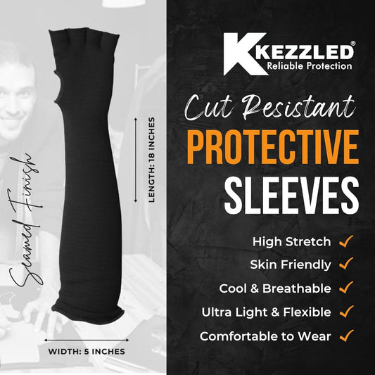 Arm Protection Work Sleeves - 4-Way Protection, Long Arm Protectors Sleeve with Finger Opening, Cut Resistant and Heat Resistant Sleeves, Ideal for Welding, Gardening, Thin Skin, and Bruising