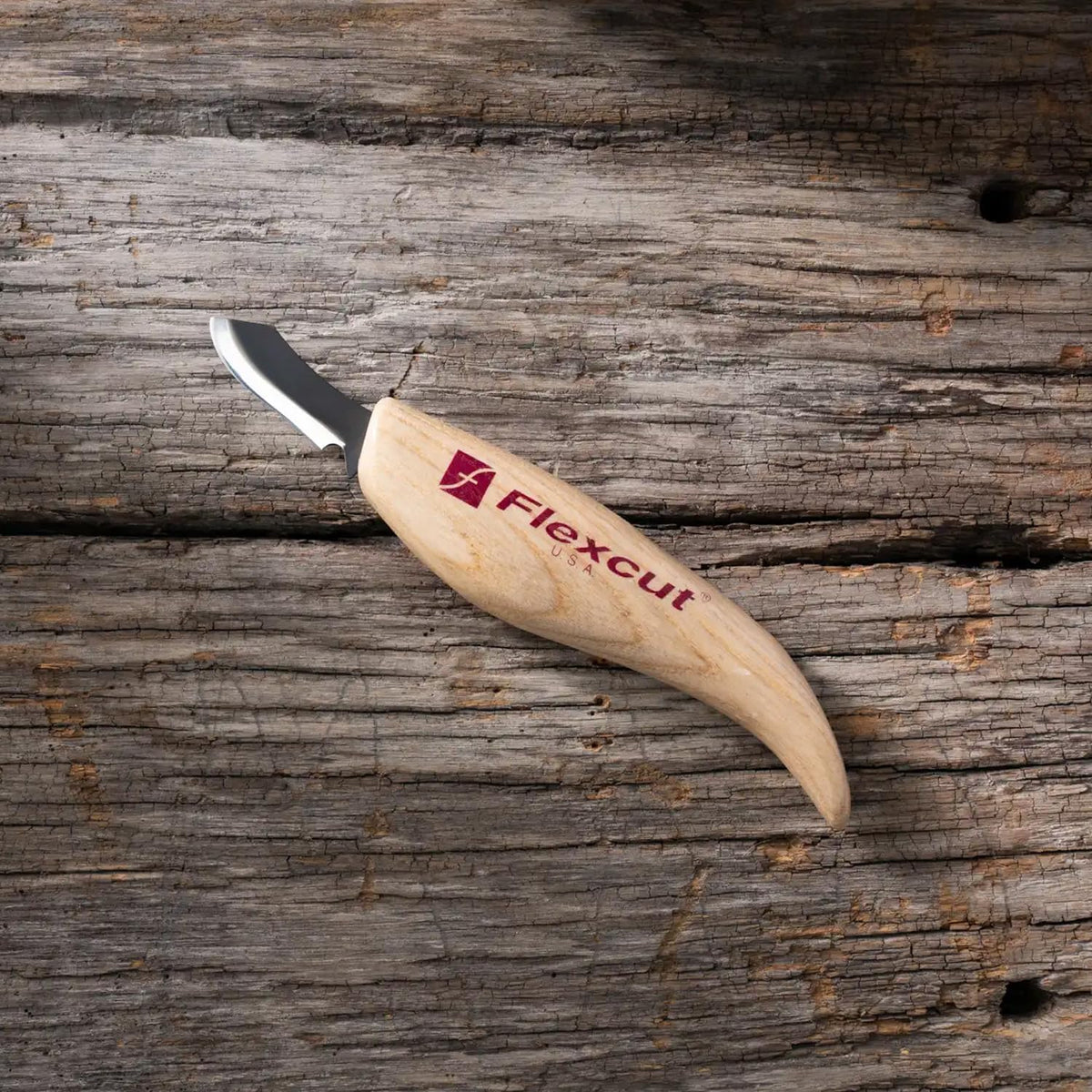 KN14 Roughing Knife 2″ High-Carbon Steel Straight Blade, Ergonomic Ash-wood Handle, 0.15 lb, Flexible Spring Steel Shaft, Made in USA