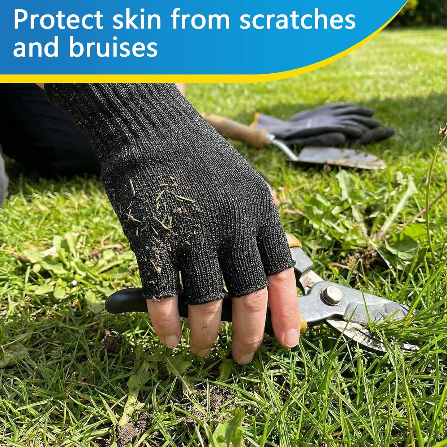 4 Pairs Fingerless Cut Resistant Gloves, High Safety Protection for Thin Skin, Kitchen, Gardening, Fishing & Outdoor Work